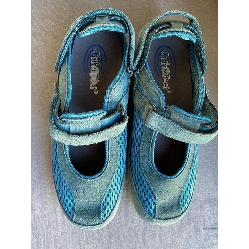 Orthofeet Shoes Sanibel 898 Turquoise Aqua Blue Mary Jane Comfort Women 8 s4